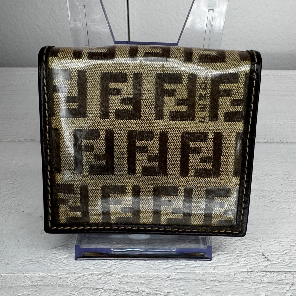 🖤 Fendi Zucca Canvas & Leather Snap Coin Purse | Made in Italy